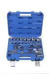 Eastman 1/2" Drive 24-Piece Socket Set with Blow Mold Case, BCP Finish, Knurled Sockets, Heavy-Duty Ratchet Handle, Ideal for Automotive Use-E-2260N