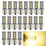 EverBright 20-Pack 1156 1141 Led Bulb Rv Warm White BA15S 1073 1003 7506 18 SMD 5050 LED Replacement Bulb For RV Led Light Bulb Interior Camper Turn Signal Bulb Tail Backup Light (DC-12V)