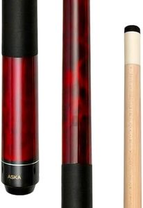 ASKA Short Kids Cue Stick, Canadian Hard Rock Maple, 13mm Hard Tip (Red 52-inches)