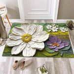 Voltonix Bathroom Mat,Door mat Door Mat, Rubber Non-Slip Quick Dry Rugs Fit Under Door Super Absorbent Thin Fashion Washable Oval Floor Bath Mat for Bathroom, Bathtub, Shower and Sink (2, green rosy)