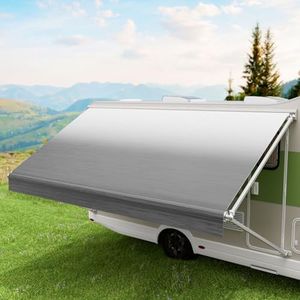 Manan 14FT RV Awning Fabric Replacement, Heavy Duty Weatherproof Anit-UV 4-Ply 18.05oz Vinyl, Shading Roll Out Suit Camper Caravan, Universal Outdoor Canopy for Camper, Trailer, and Motorhome