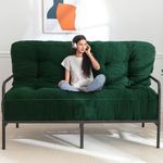 MAXYOYO 8" Futon Mattress Full Size, Ultra Thick Boucle Futons Sofa Couch Bed Sleeper Sofa Bed Floor Mattress for Adults, Shredded Foam Filling (Frame Not Included), Green