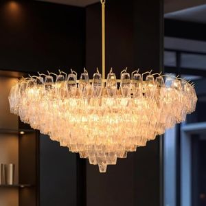 Gold Crystal Chandelier, 48" Modern Luxury Round Glass Crystal 10-Tier Chandelier for Dining Room, Large Brass 26-Light Tiered Chandeliers Light Fixture for Living Room, Bedroom, Entryway, Staircase