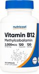 Nutricost Vitamin B12 (Methylcobalamin) 2000mcg, 120 Capsules - Vegetarian Caps, Non-GMO, Gluten Free B12 Supplement