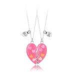 El Regalo 2 PCs BFF Best Friend Forever Split Magnetic Matching Pendant Necklaces Set- Heart, Flower, Swan etc Pendant Friendship Necklaces (BF Heart Pendants)