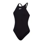 Speedo Women's End+ V Back Swimsuit | Athletic Fit | Swim Fitness, Black, 32/8