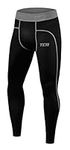 TCA Men's & Boy's Pro Performance Compression Leggings Thermal Baselayer Tights - Black Stealth, Medium