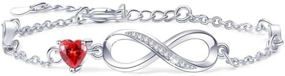 Tusuzik Women's Bracelet 925 Silver Cubic Zirconia Infinity Sign Heart Bracelets Jewellery Gifts for Women Mother, Sterling Silver, Cubic Zirconia