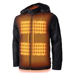 Grit Men’s Heated Jacket - 10 hrs of Heat | 3 Heat Zones | with Battery & Charger | Machine Washable | All Day Warmth… (Small, Onyx)