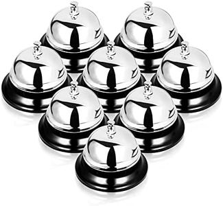 FVIEXE 8PCS Service Bell, Big Metal Call Bell Desk Bell Counter Ring Bell for Service Front Desk Bell for Kitchen Restaurant Bar Hotel School Pet Dog Training, 3.35 Inch Diameter, Silver