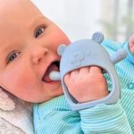 Infatot® Teething Toys for Baby - Baby Teether, New Infant Silicone Chipmunk Teether Mitten Baby Teething Glove Prevents Finger Sucking, Teethers for Babies, Teething Mitten for Babies - CM Blue