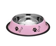 Foodie Puppies Stainless Steel Paw Bone Printed Bowl for Dogs, Cats & Any Pets - 700ml, Medium (Baby Pink) I Non-Skid Rubber Bottom Food/Water Bowl I Non-Toxic & 100% Safe for Pets