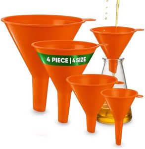 KarZone Plastic Funnel for Automotive Use - Kitchen Funnels for Filling Bottles, Jars, Containers or Lab Use - Oil Funnel for Gas, Car Oil, Lubricants and Fluids (Orange-4 Pack)