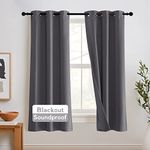 RYB HOME Soundproof Curtains 63 inches 2 Panels Set- 3 Layers Blackout Curtains Noise Reducing Thermal Insulted Drapes for Bedroom Living Room Playroom, W 42 x L 63 inch, Sliver Grey