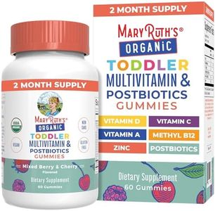 MaryRuth Organics Toddler Multivitamin Gummies + Postbiotics | USDA Organic | Vitamins for Kids Ages 2+ | Immune Support | Vitamin C | Vitamin D3 | Vitamin A | Zinc | Vegan | Non-GMO | 60 Servings