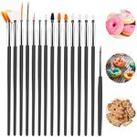 15pcs Cake Decoration Brushes, Cake Painting Brushes Kit Food Safe Baking Brush Tools,Fondant Cookie Painting Brushes Tools for Cookie Cake Decoration (Black)