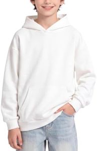 PATPAT Boys White Hoodies Kangaroo Pocket Pullover Hooded Sweatshirt 13-14Y