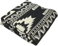 LATITUDE ZERO GOODS Alpaca Wool Throw Blanket, Native Design Wool Blanket, Throw Aztec Pattern Alpaca Wool Throw Blanket (Black, Throw 78""x48""), CGSG4U