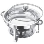 4.5 Litre Stainless Steel Chafing Dish Set - Serving Occasion | Glass Lid Handles With Tempered Glass Lid | 4.5l Round Food Warmer Buffet Server - For Weddings, Parties, Catering - 4.5 Ltr