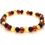 LKBEADS Unisex gem baltic amber 6mm, 29 Piecesround smooth beads stretchable 7 inch bracelet for men,women-Healing, Meditation,Prosperity,Good Luck Bracelet