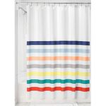 InterDesign Fabric Bathroom Shower Curtain, Stripe, 72 x 72