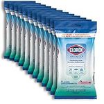 Clorox On-The-Go Disinfecting Wipes, Fresh Meadow, 15 Count, Multi-Pack of 12 Sachets