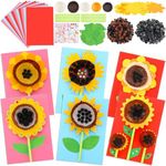 Motipuns 24 Sets Fall Sunflower Card Making Kits for Kids DIY Sunflower Craft Make Your Own Greeting Card Making Kit Flower Craft for Kids Fall Theme Party Decor Fun Home Activities