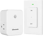 DEWENWILS Remote Control Outlet, Wireless Light Switch with 2 Side Outlets, No Interference Remote Outlet Switch, No Wiring, 15A/1875W, 100 FT Range, Compact Design, Programmable