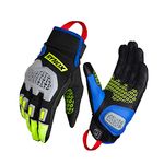 Rynox Polyester Gravel Gloves - Cuff Length Motorcycle Racing Gloves | Impact Protection | Scaphoid Protection | Abrasion Resistance - Hi-Viz Green | Medium