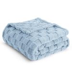 Bedsure Soft Fleece Throw Blankets for Couch, Blue Checkered Blanket for Bed, Sofa, Chair, Warm Cozy Thick Fluffy Fuzzy Plush Winter Cute Blanket Gifts for Women, Girls, 50x60