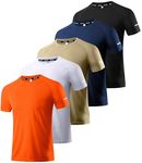 Boyzn 5 Pack Workout Shirts for Men - Activewear Tops Gym Shirts Dry Fit Mesh Moisture Wicking Running Fitness Short Sleeve Crewneck Sports Athletic T-Shirts 5P03-L