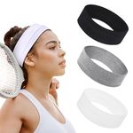 6cm Wide Headbands for Women, 3Pcs Black Fashion Head Bands for Women's Hair, Soft Stretchy Fabric Hairbands for Gym, Exercise, Yoga, Running, Sports (Black+White+Grey)