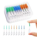 MIVAIUN 210 Pcs Silicone Interdental Brushes Dental Toothpicks,Silicone Floss Sticks Dental,Teeth Floss Sticks,Soft Gum Interdental Brush Toothpick Cleaning Tool for Oral Cleaning (Blue Green Orange)