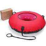 Navaris Inflatable Snow Tube - Round 100 cm (40") Adult Snow Sledge with Handles - Heavy Duty Sledging Sled for Sledding - Max Weight 90 kg (250 lbs) - Red