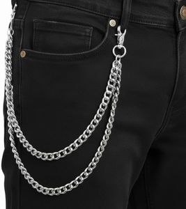 SABOZEㅤ Wallet Chain & Pants Chain for Jeans, Heavy Duty Hip Hop Punk Biker Streetwear Clothing Accessories - Silver