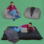 Urban Yogi Foam Bean Bag Sac - Converts from BeanBag to Bed - 5 Year Warranty - Washable Cover - Soft Velvet Fabric - Never Goes Flat (Medium, Silver, Bean Bag Bed)