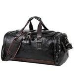 OCCIENTEC Small Holdall Pu Leather Gym Bag Travel Duffle Bag with Multiple Pockets Weekend Overnight Bag for Men and Women (Black-20L)