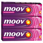 Moov Fast Pain Relief Cream - 75g | Suitable for Back Pain, Muscle Pain, Joint Pain, Knee Pain | 100% Ayurvedic Formula | Suitable for Sports & Gym related injuries (Pack of 3)