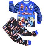 CKCKTZ Boys Long Sleeve Pyjama Set Robloxs Top & Bottoms Game Clothing PJs Pajama Loungewear Nightwear (as8, age, 8_years, 9_years, regular, Little Boys, Blue1)