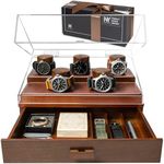 Elevate Your Watch Collection with The Curator Pro – Premium Watch Display Case for 5 Watches – Easy Access, Large Drawer & Leather Lining – Wooden Mens Watch Box & Watch Case – Christmas Gift for Men