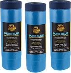 Dura-Gold 106" Wide x 46' Long Roll of Pure Blue Pre-Taped Masking Film, 3 Pack, Pre-Folded Overspray Paintable Plastic Protective Sheeting, Pull Down Drop Sheet - Auto Painting, Cover Walls Furniture