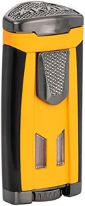 Xikar HP3 Inline Triple Flame Cigar Lighter, Attractive Gift Box, EZ-View Red Fuel Window, Honeycomb Texture, Burnt Yellow