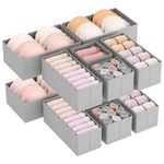 Lifewit Drawer Underwear Organizer Divider, 12 Pieces Fabric Foldable Drawer Separators, Closet Organizer for Wardrobe Bedroom for Clothes, Children's Clothing, Socks, Bra, Lingerie, Undies,Light Gray