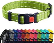 CollarDirect Reflective Dog Collar for a Small, Medium, Large Dog or Puppy with a Quick Release Buckle - Boy and Girl - Nylon Suitable for Swimming (7-11 Inch (New), Lime Green)