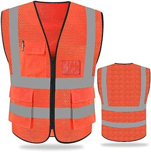 FEimaX High Visibility Safety Vest Mesh Reflective Work Vests for Men Women with Pockets and Zipper Meets ANSI/ISEA Standards