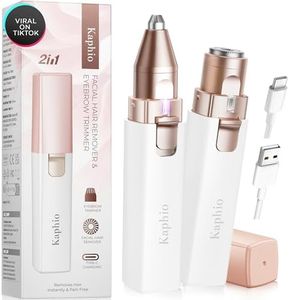 KAPHIO Facial - Eyebrow Hair Remover for Women: Rechargeable 2 in 1 Eyebrow Trimmer and Face Shavers for Women - Painless Electric Hair Removal Device for Face Eyebrows Peach Fuzz Lips with Light