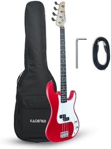 Kadence PBRD Tennessee 46.5  ” Electric Bass Guitar (P-Style) | Solid Poplar Wood Body, Maple Neck | Split-Coil Pickup | Fixed Bridge | Gig Bag + Cable | Matte Red