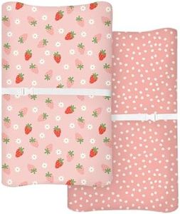 Changing Pad Cover for Baby Boys Girls 2 Pack, Fits Standard 32”×16” Changing Table Pads, Silky Breathable Stretch Knit, Machine Washable (Blush Berry)