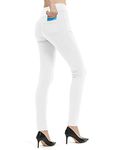 nuveti Women's Yoga Dress Pants Skinny Leg Work Pants Pull on Stretch Pant for Women with Pockets (White,Medium)