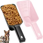 2 Cup Dog Food Scoop(2 Pack), Plastic Pet Food Scoop with Measuring Lines for Accurate Pet Food Portions,Dishwasher Safe (Black and Pink)
